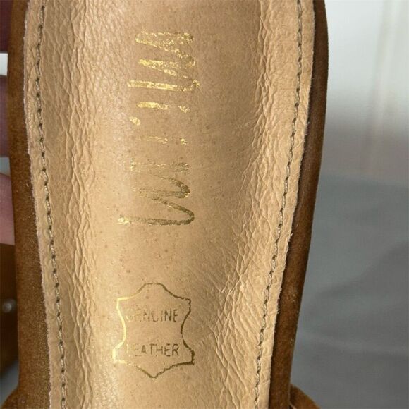 Mi.iM Brown Studded Leather Mules Slides Sz 7 Pointed Toe Flat Loafers Boho - Picture 6 of 8